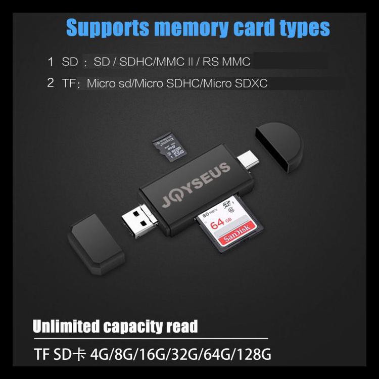 Đầu Đọc Thẻ Nhớ Joyseus 3 Trong 1 Otg Type C & Micro Usb Tốc Độ Cao Kp0015 Code 780 | BigBuy360 - bigbuy360.vn