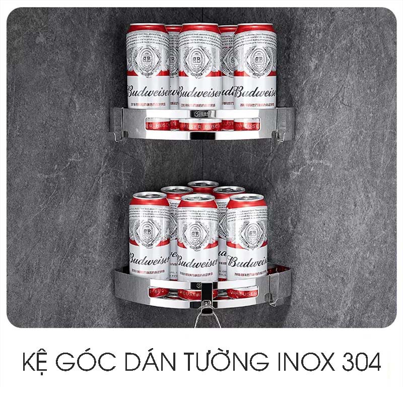 Kệ góc tam giác inox 304 cao cấp dán tường (tặng kèm keo dán)