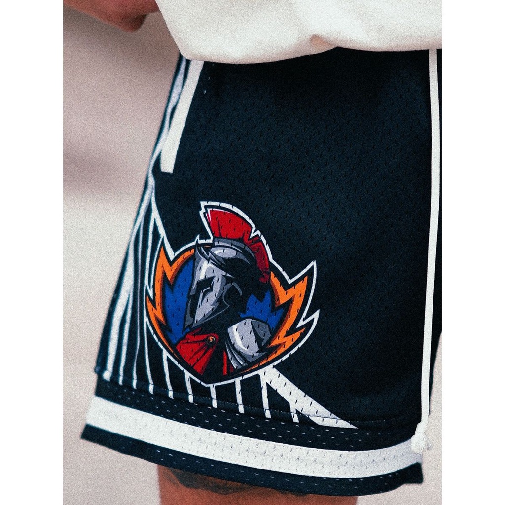 Reserff GSW Quần Short Hai Lớp Lưới Hai Lớp Màu Vàng Đồng Chính Hãng Của Bang Warriors Retro Mỹ