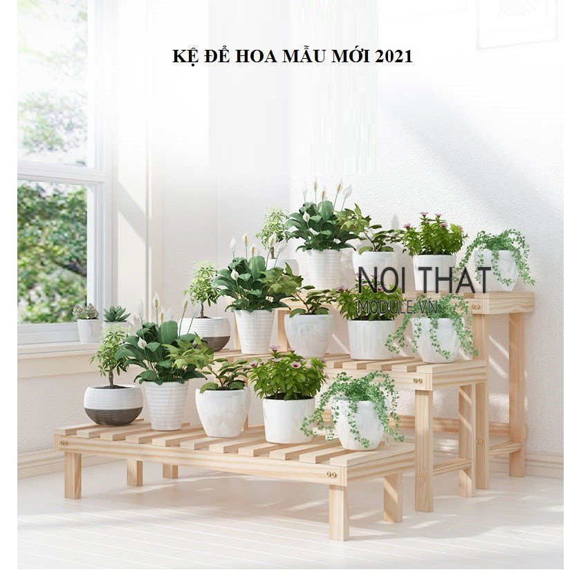 Kệ để chậu hoa cây cảnh, kệ trang trí ban bông, nhà cửa ( gỗ thông tự nhiên )
