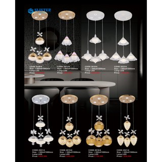 Bộ đèn chùm thả kiểu Led kết hợp pha lê, giá rẻ, sang trọng, kèm bóng Led