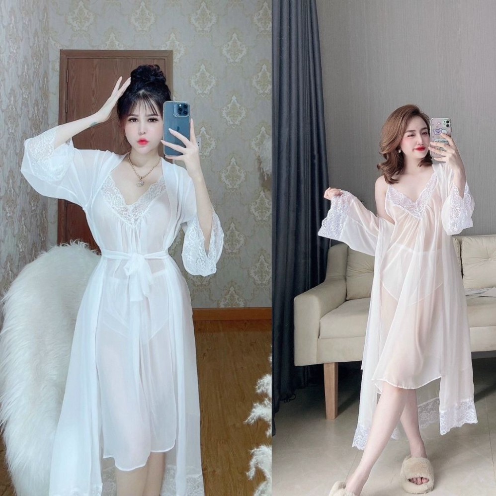 Váy ngủ áo choàng BIGSIZE ❣️FREE SHIP❣️ Đầm ngủ sexy lụa Chiffon Chất Siêu Mát Dáng Siêu Xinh <80kg | BigBuy360 - bigbuy360.vn