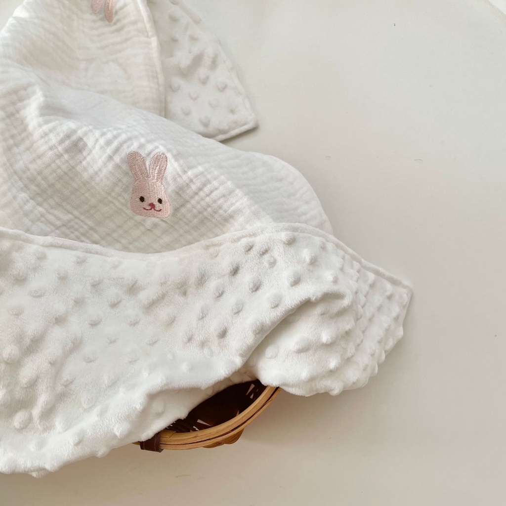 Chăn mềm thoáng khí thêu họa tiết hoạt hình dễ thương thích hợp cho bé