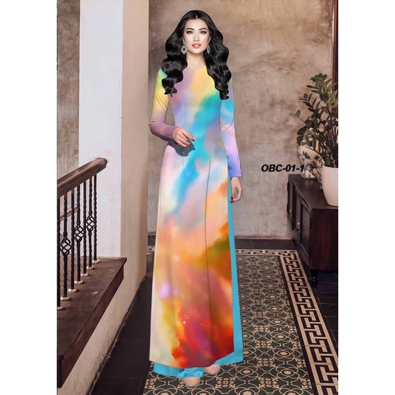 Vải áo dài Lụa loang màu