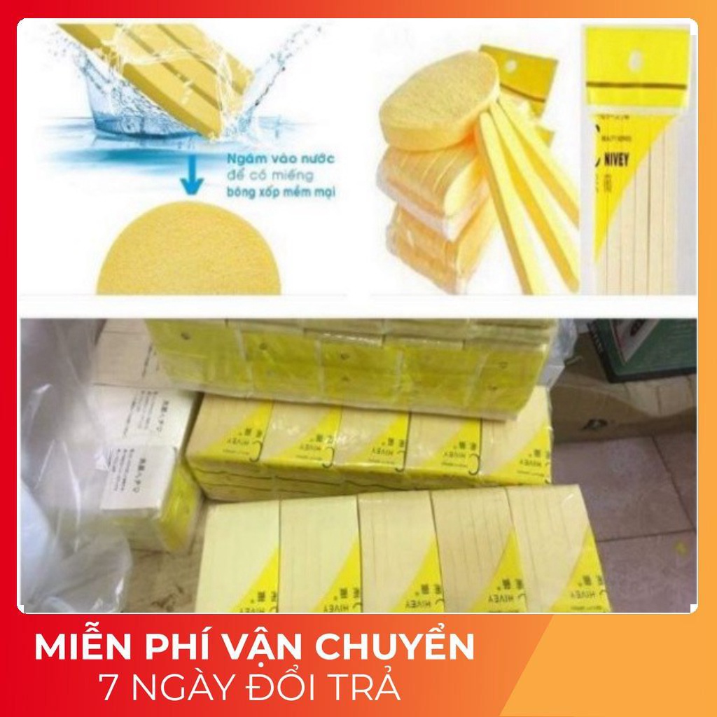 Bọt biển - Bông nở rửa mặt Chivey  12 miếng / Miếng mút rửa mặt bọt biển dạng nén gói 12  miếng loại 1