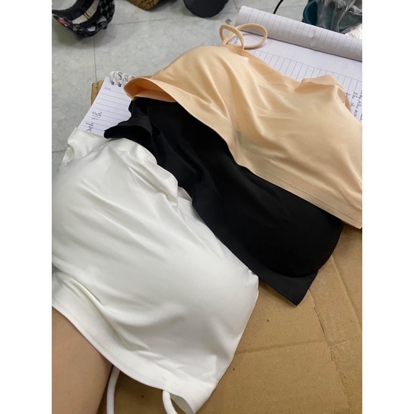 Áo bra Gân Tăm 2 dây có mút đệm ngực 🎀 Áo Bra Quây Ngực Co Giãn 4 Chiều freesize