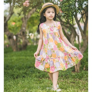 [GALYBY] Áo đầm bé gái Ruby thô cotton hoa xòe
