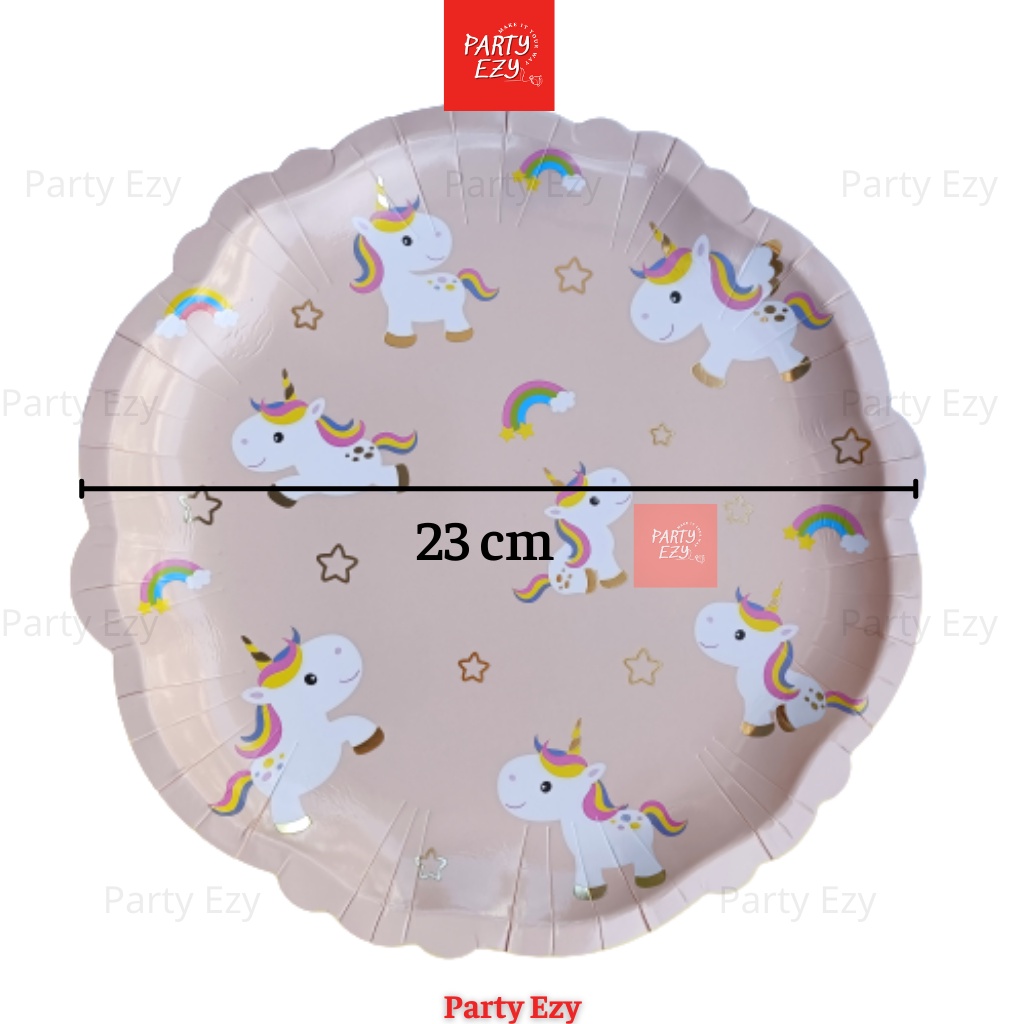 SET DĨA LY GIẤY CHỦ ĐỀ KỲ LÂN UNICORN HỒNG-PHỤ KIỆN TRANG TRÍ TIỆC (ảnh thật)