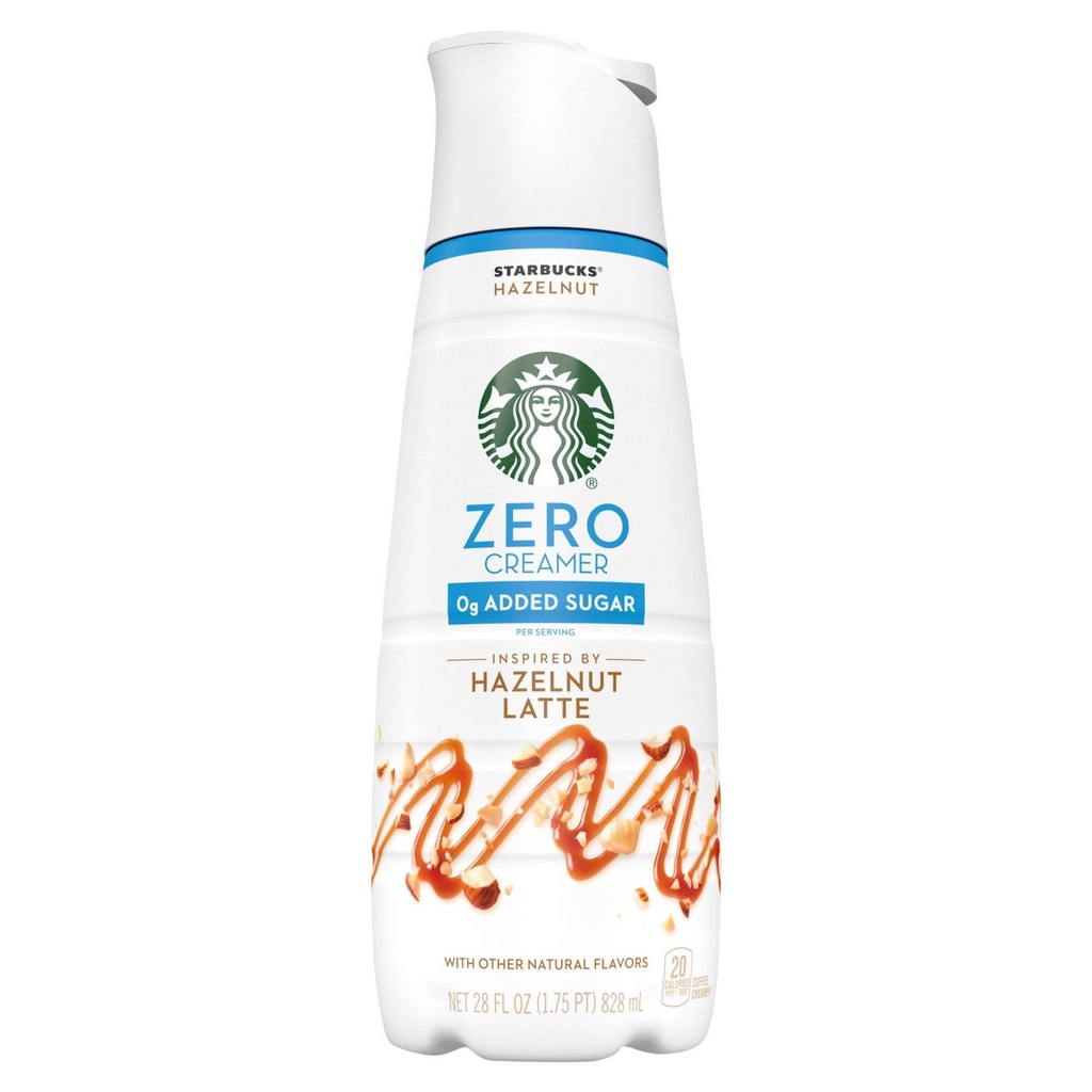 KEM SỮA LỎNG KHÔNG ĐƯỜNG VỊ HAZELNUT LATTE Starbucks Zero Sugar Coffee Creamer, 828ml (28 oz)