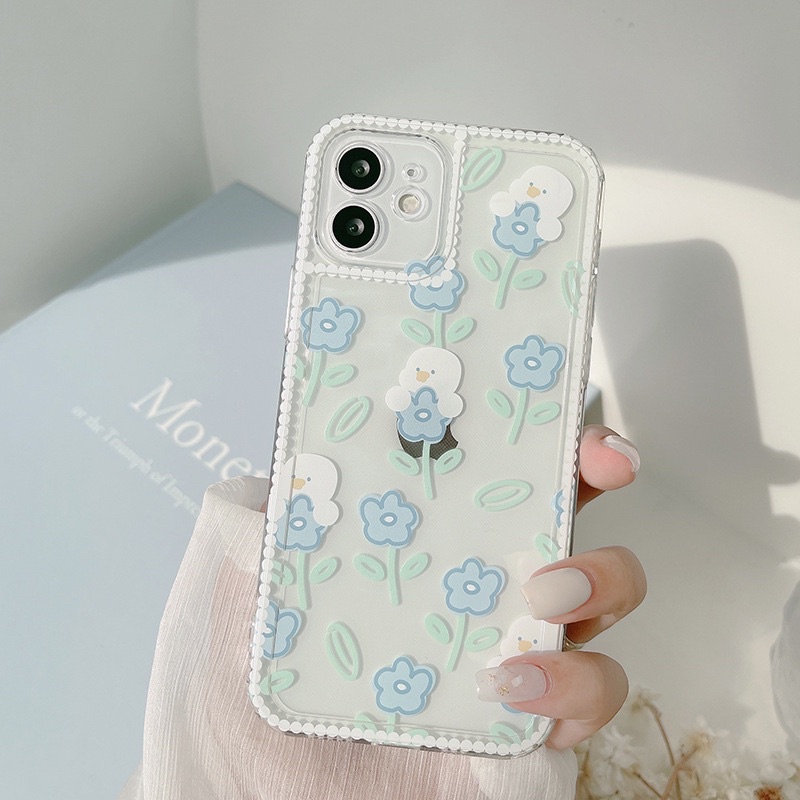 (SIÊU RẺ) Ốp lưng iphone trong hoa xanh nhí vịt trắng 6s/6splus/7/7plus/8/8plus/x/xr/xs/11/12/13/pro/max/plus/promax