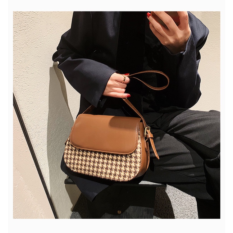 Túi xách nữ, túi đeo chéo, đeo vai, 3 ngăn nắp da trơn vải dạ cao cấp Little_Lisa_Store 368