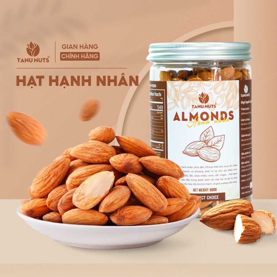 Hạt hạnh nhân sấy chín TANU NUTS hạt ngũ cốc dinh dưỡng cho bà bầu, ăn kiêng, giảm cân