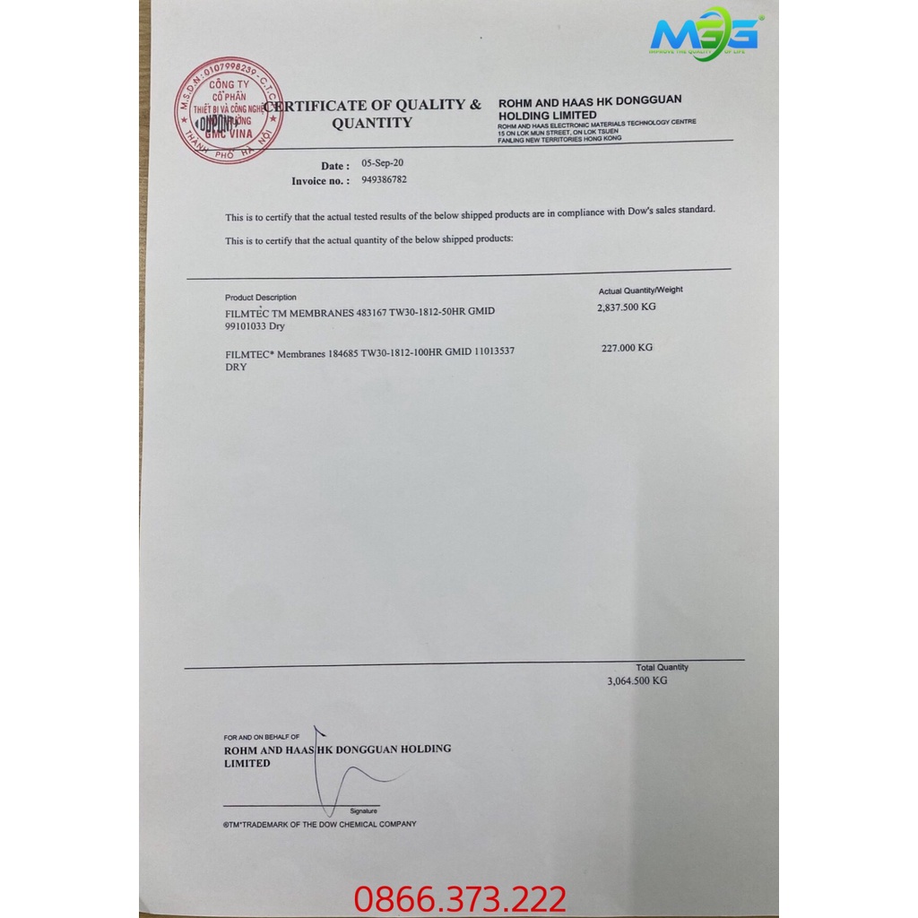 Lõi lọc nước số 4 - màng RO Dow Filmtec USA chính hãng dùng cho máy lọc nước