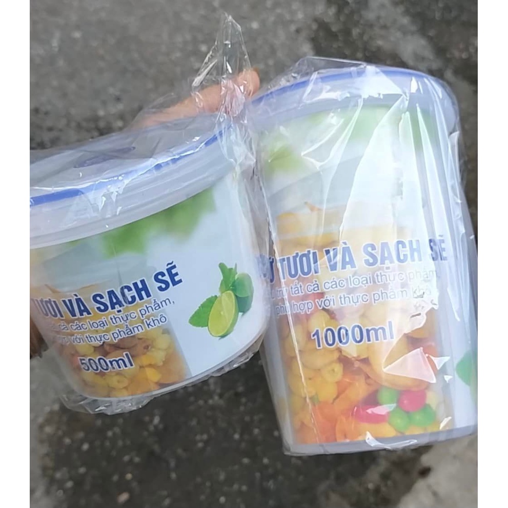 Hộp đựng bảo quản thực phẩm 500ml 2512 Song Long  gioăng kính dùng được trong tủ lạnh, lò vi sóng và máy rửa bát