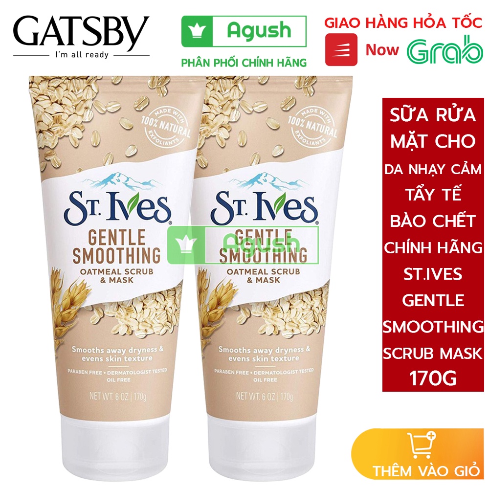 Sữa rửa mặt dịu nhẹ tẩy tế bào chết cho da nhạy cảm ST.IVES GENTLE SMOOTHING SCRUB & MASK OATMEAL chính hãng thiên nhiên