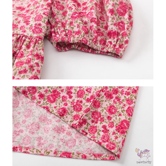 Đầm Công Chúa Tay Phồng Ngắn In Họa Tiết Hoa Dễ Thương Thời Trang Mùa Hè Phong Cách Hàn Quốc Cho Bé Gái