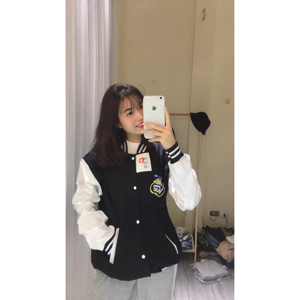 Áo bomber nỉ nam nữ bóng chày vans hoa tiệt hoạt hình dưới 60kg | BigBuy360 - bigbuy360.vn