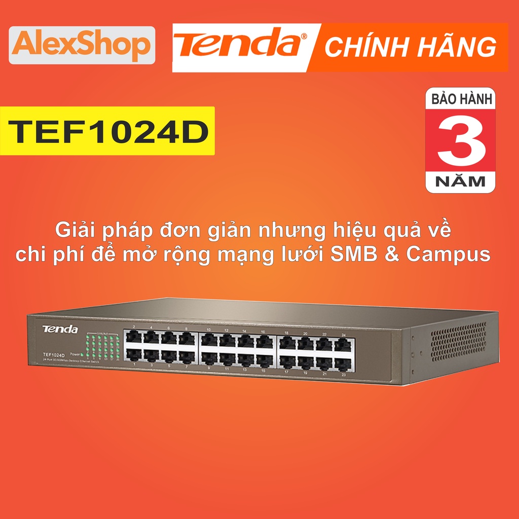 [Chính Hãng BH 3 Năm] Tenda TEF1024D Switch 24 cổng – Vỏ Sắt