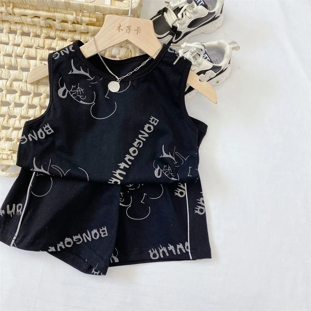 Bộ Đồ Thể Thao Hai Mảnh Áo Thun Cotton Không Tay Cổ Tròn Phong Cách Thể Thao Thời Trang Mùa Hè Kiểu Mới 2022