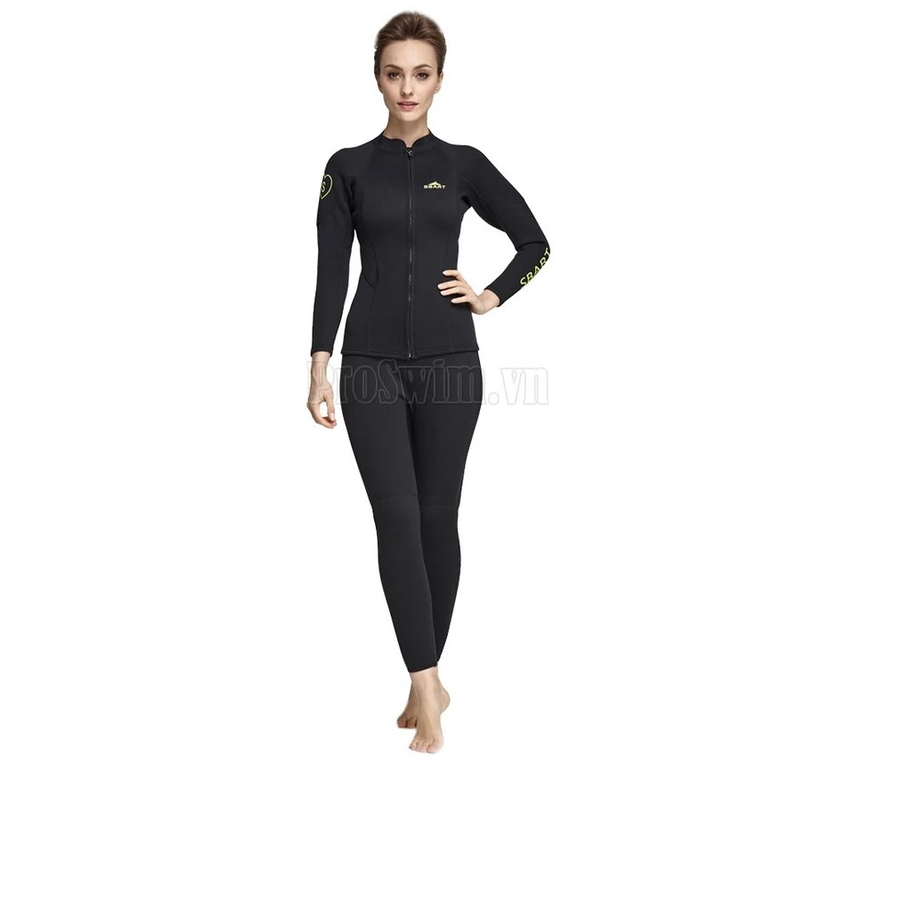 Áo Bơi Giữ Nhiệt Kéo Khoá Wetsuit Nữ 951 Đen Dày 2mm | BigBuy360 - bigbuy360.vn