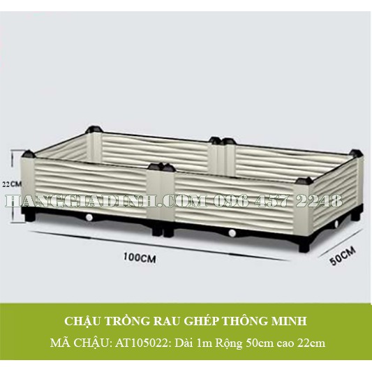 Chậu trồng rau ghép dài 1 mét rộng 50cm