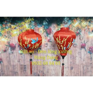Đèn lồng Hội an vẽ hoa mai, đào size 30cm hoặc 45cm: Hoa mai,hoa đào + Chim, màu tùy chọn