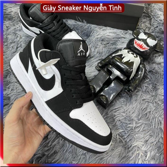 Giày thể thao Jordan 1 đen trắng cổ thấp, Giày JD low panda nam nữ siêu hot dễ phối đồ