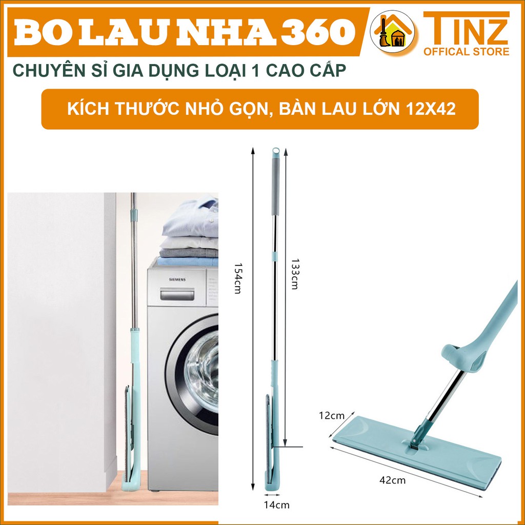 Cây lau nhà tự vắt thông minh, chổi lau nhà tấm lau thay thế 12x42 TINZ|Mã Gatxanh