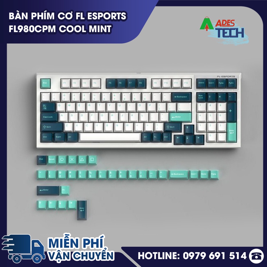 Bàn phím cơ FL Esports FL980CPM Cool Mint Bảo hành 12 tháng
