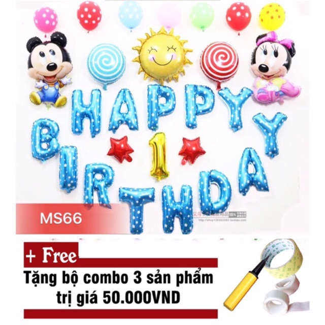 Set bóng sinh nhật hình Micky 1 tuổi (MS66)
