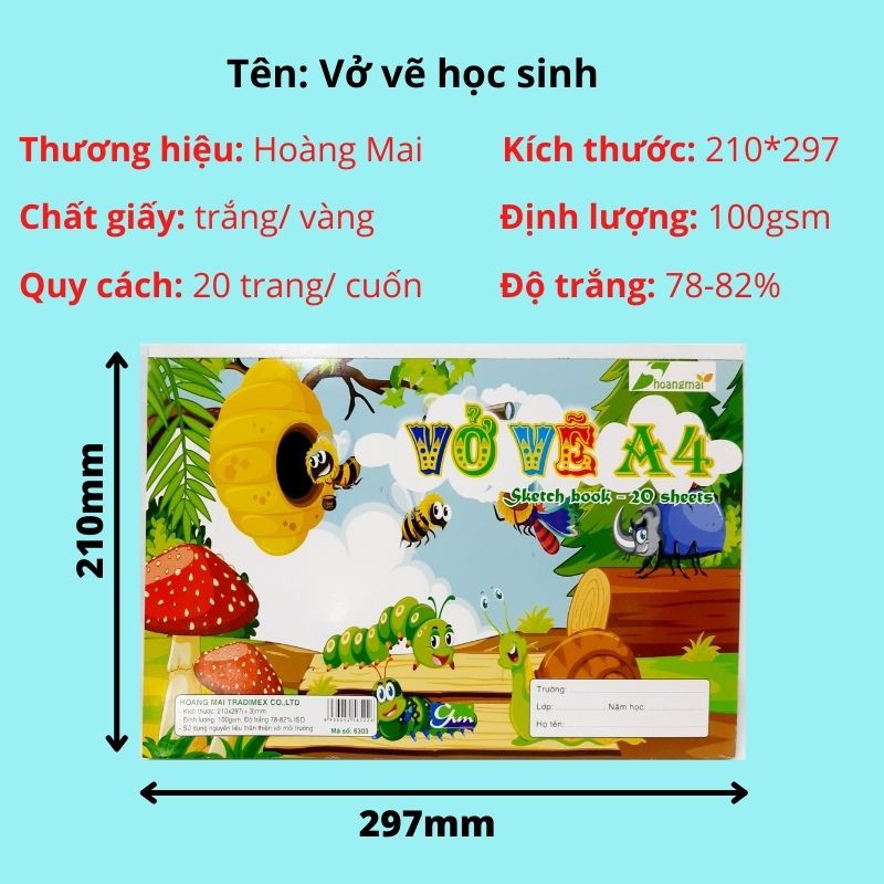 Vở vẽ dán gáy Tiến Thành giấy trắng - DRA4.2 - 20 tờ - 1 quyển