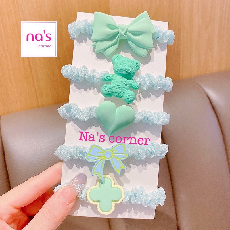 Combo 5 sợi thun cột tóc vải chun buộc nhiều màu dễ thương