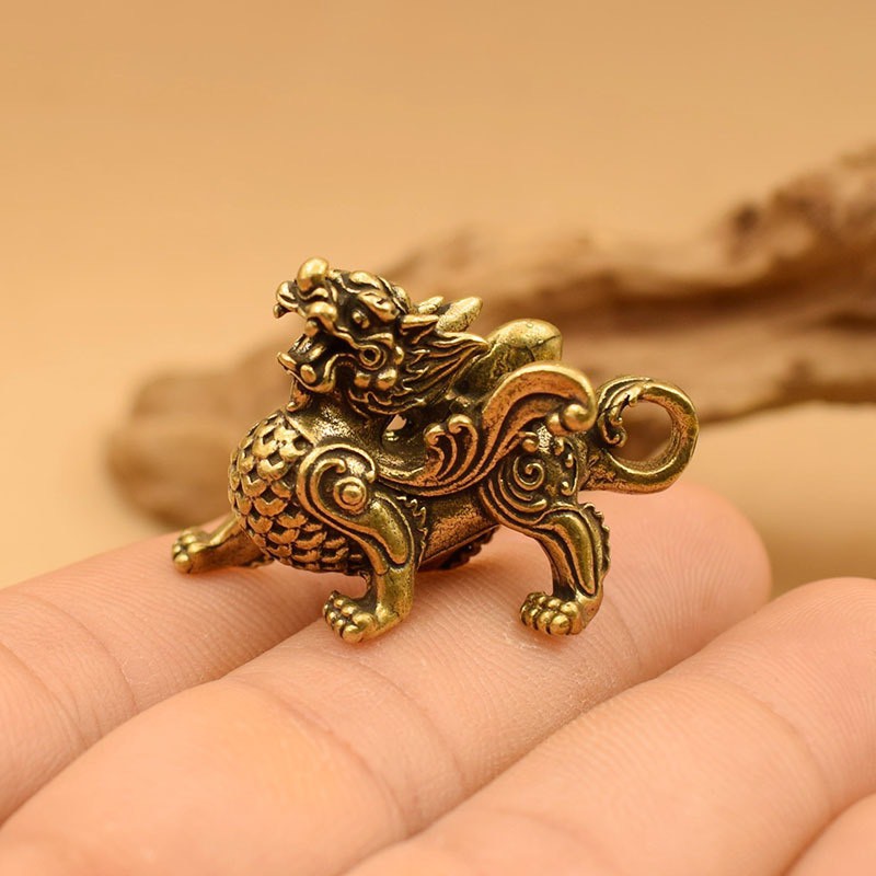 Tượng đồng mini phong thủy tỳ hưu tượng đồng kỳ lân vật phẩm phong thủy