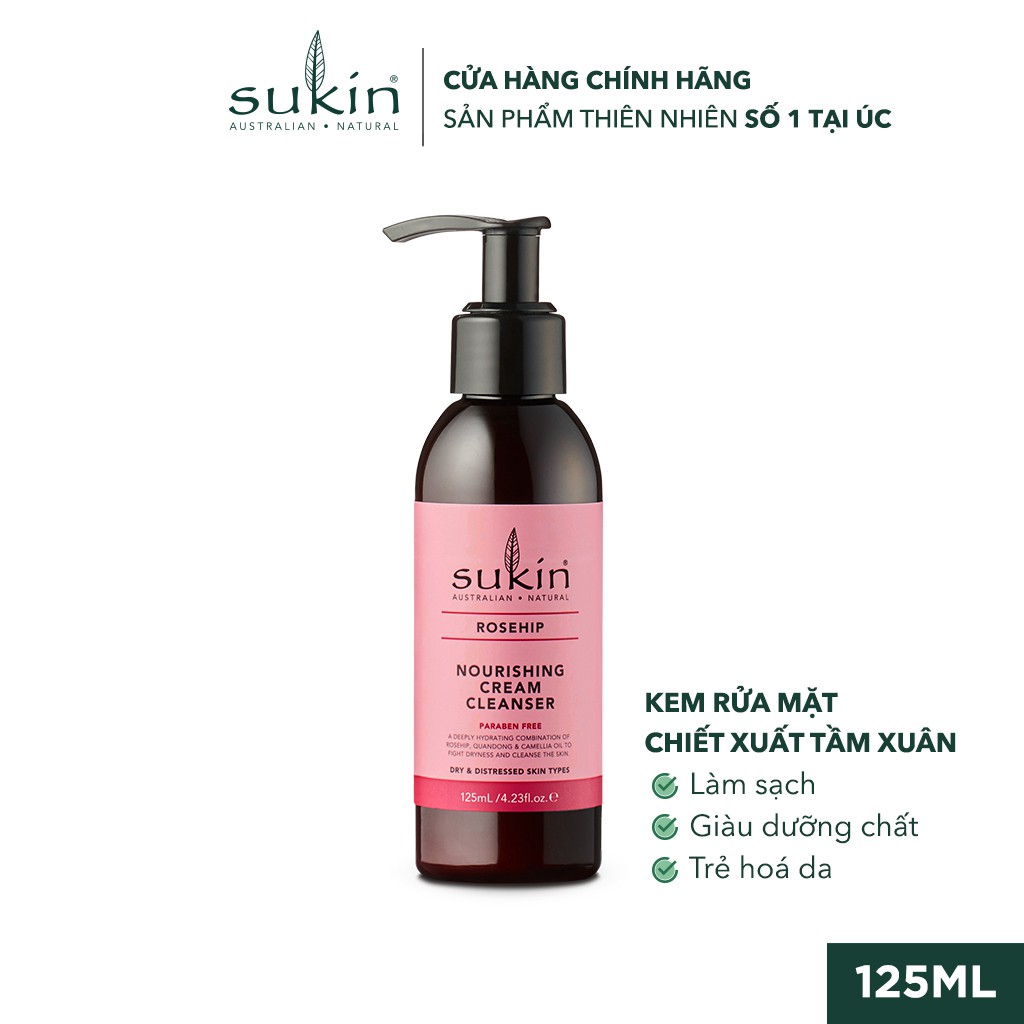 Kem Rửa Mặt Dưỡng Da Tầm Xuân Sukin Rosehip Nourishing Cream Cleanser 125ml | BigBuy360 - bigbuy360.vn