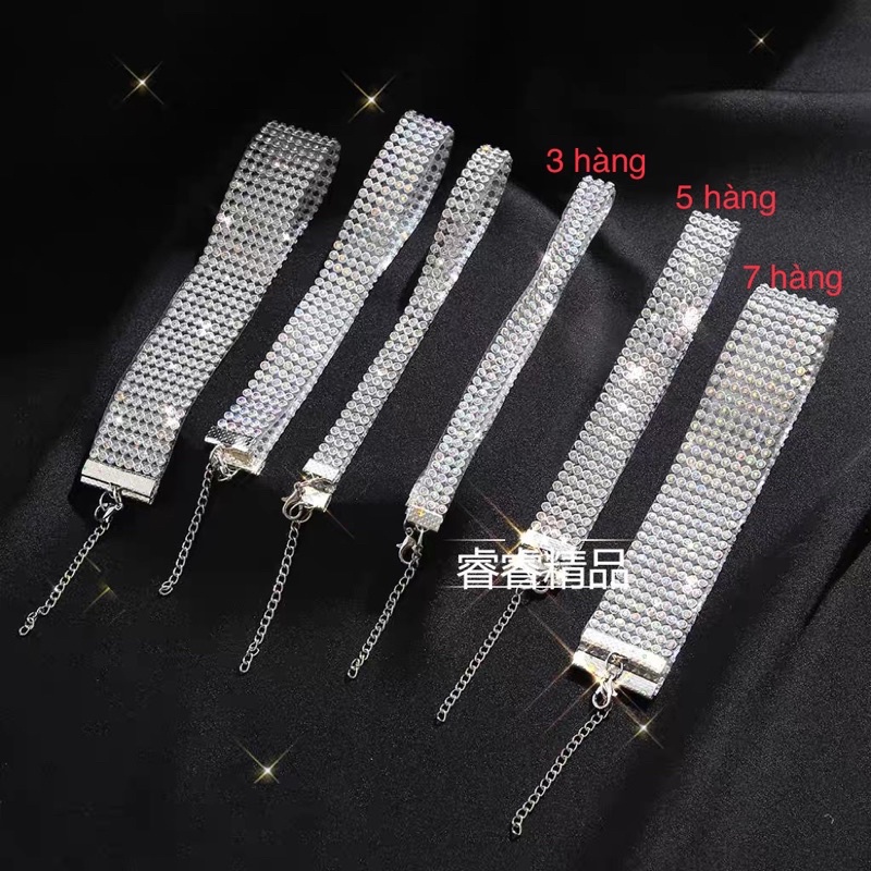 Choker đính đá sang chảnh, vòng cổ dạng ngắn , dây chuyền ôm sát cổ nhiều kích cỡ