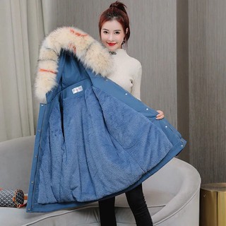 Áo khoác kaky lót lông cừa mủ lông cáo - thời trang nữ cao cấp quảng châu