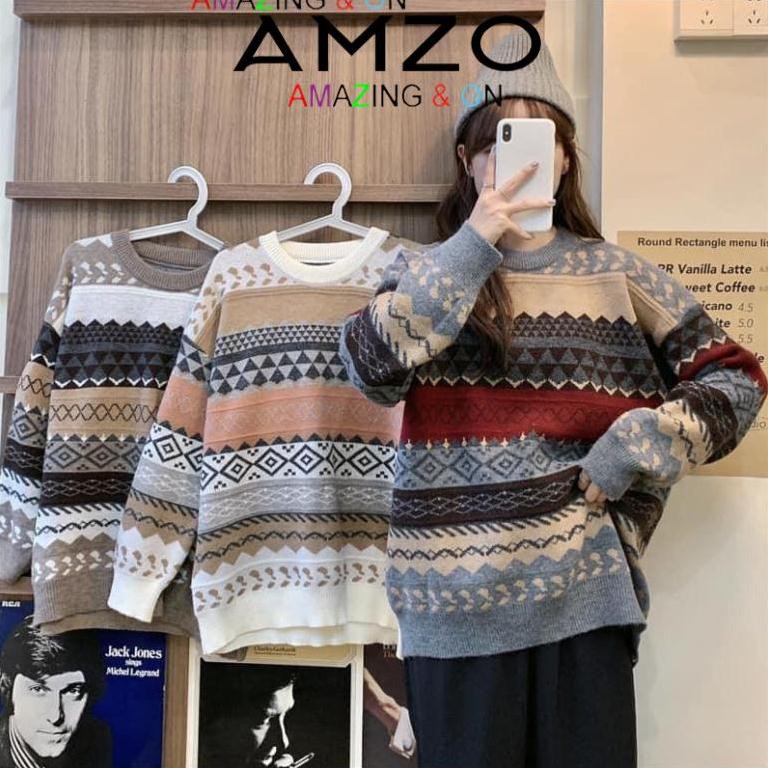 Áo Len Thổ Cẩm, Áo Len Nữ Form Rộng Phong Cách Hàn Quốc Trẻ Trung Năng Động AZ