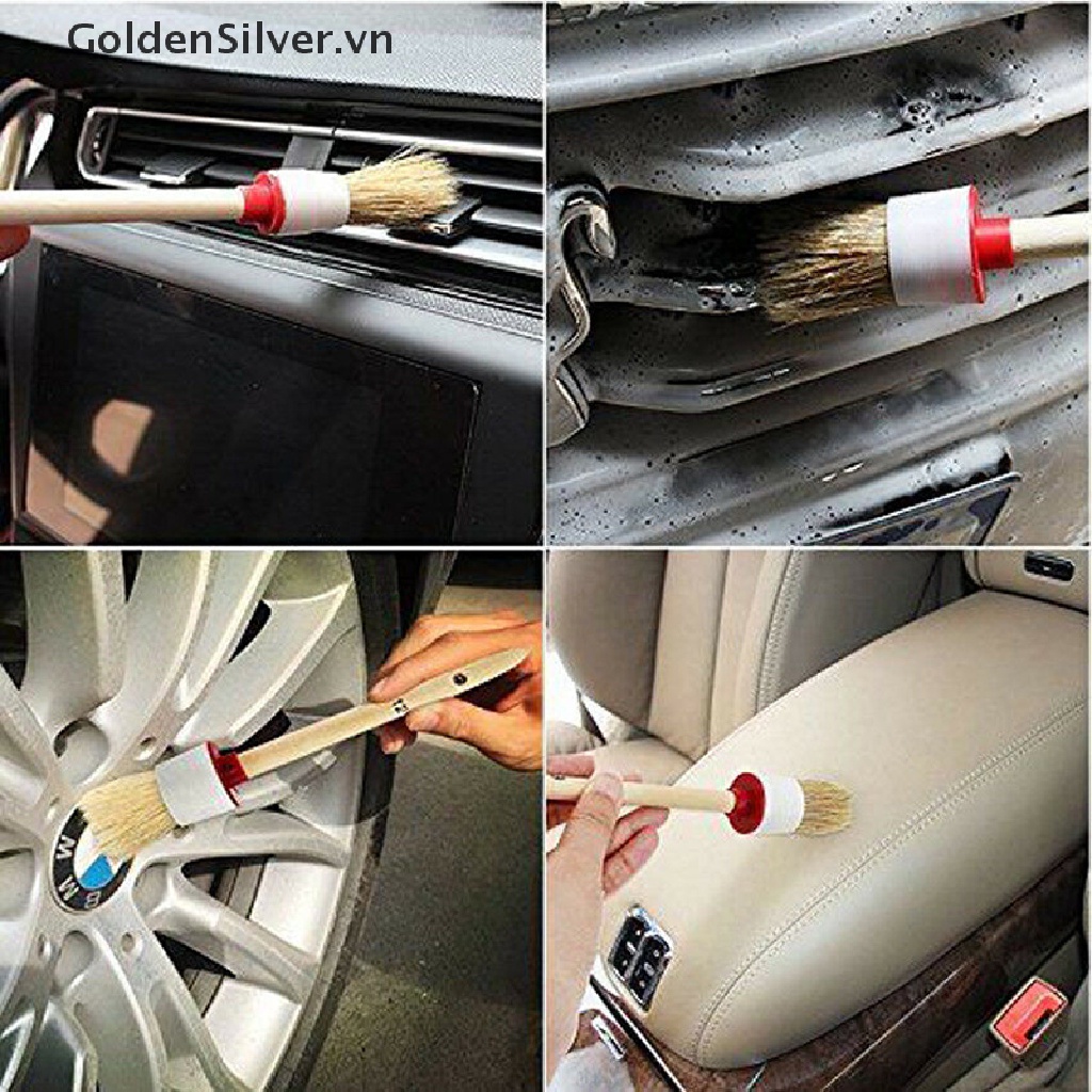 Bàn Chải Lông Mềm Tay Cầm Gỗ Vệ Sinh Nội Thất Xe Hơi