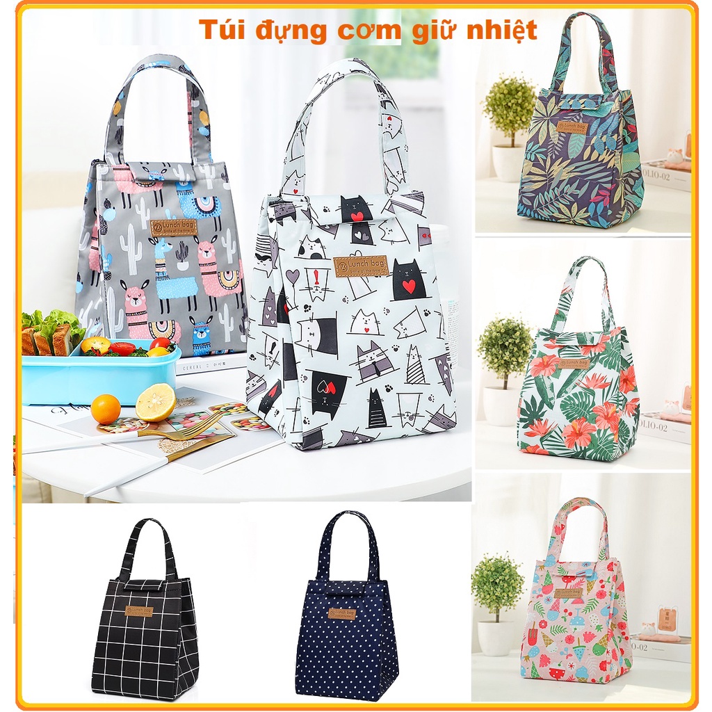 Túi Đựng Cơm Giữ Nhiệt Hoạ Tiết Tropical Vải Oxford Chống Thấm Nước.#TGNL4902