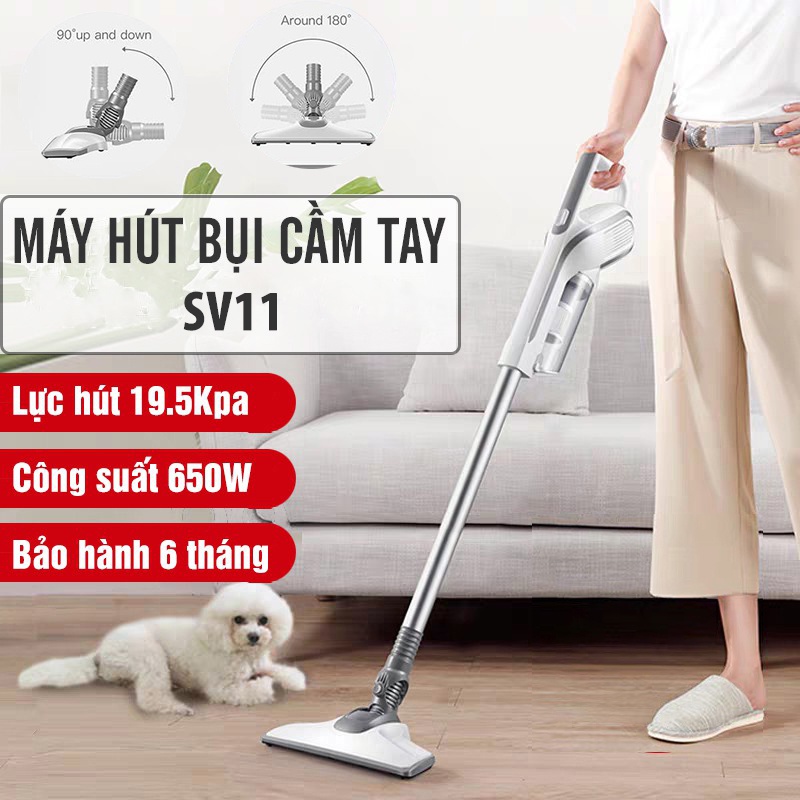 Máy hut bụi cầm tay SV11 công suất 650W công nghệ lốc xoáy Haruren thế hệ mới thiết kế nhỏ gọn lực hút mạnh VT124