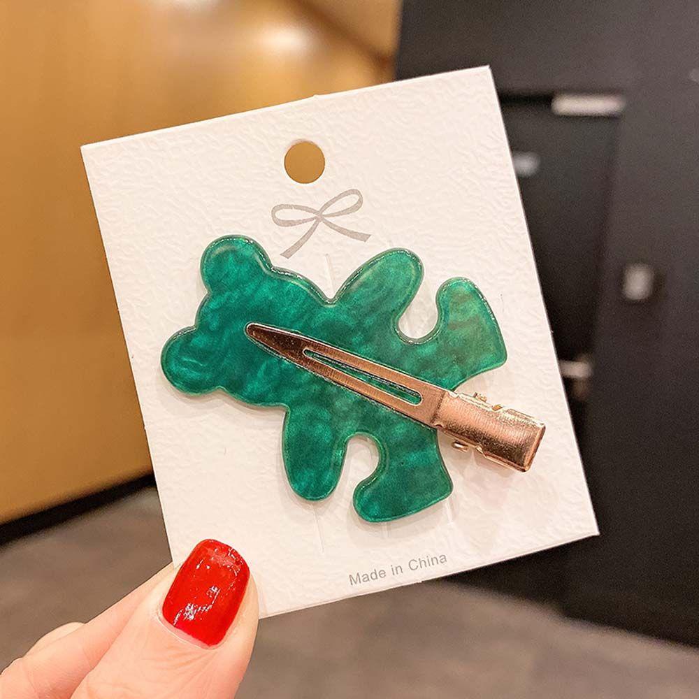 Kẹp Tóc Hình Chú Gấu Màu Xanh Lá Cây Nhỏ Nhắn Thời Trang Hàn Quốc WMES15H Dành Cho Bạn Nữ