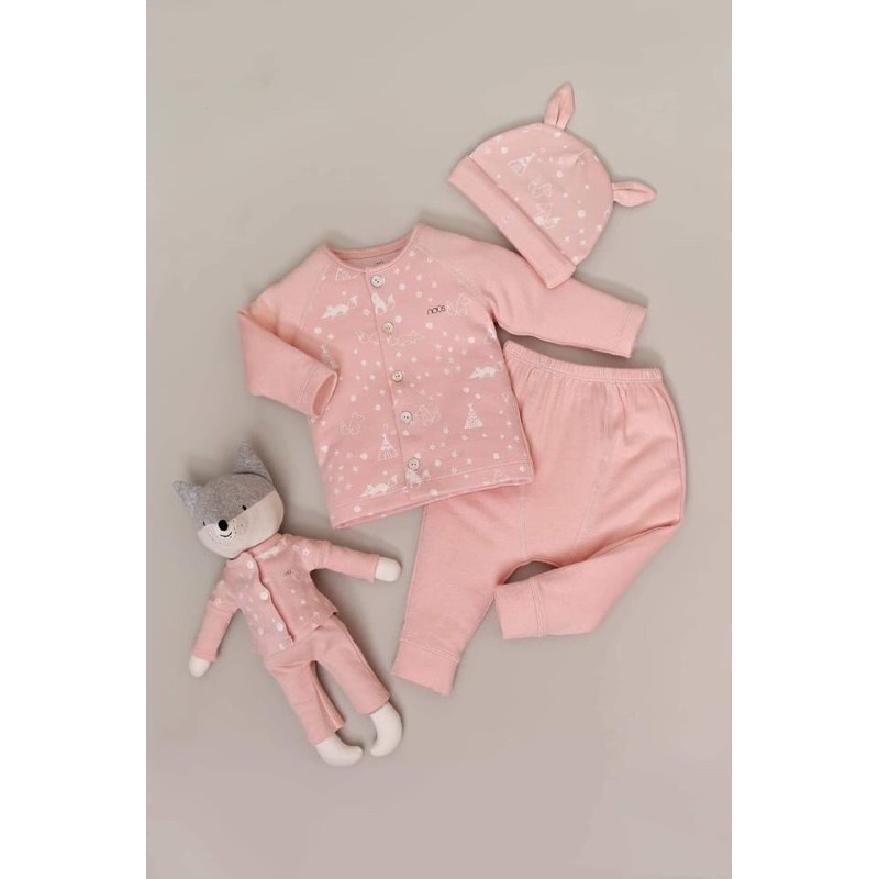 Bộ cài thẳng dài hình cáo hồng nous 2020 sz 0-12M