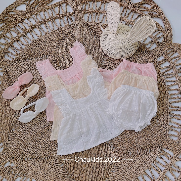 HOT!!  bộ 2 dây quần chip kèm tuban cho bé siêu baby cute chất thô mềm