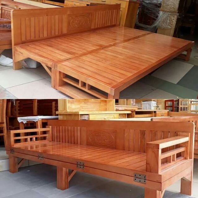 Giường gấp  XOAN  tự nhiên 1M2X1M9