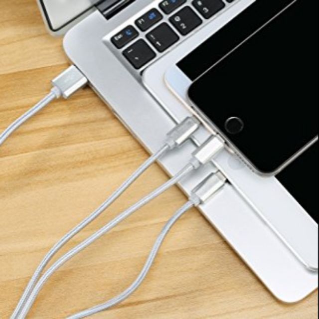 Cáp dù 3 đầu lightning,micro usb, type c