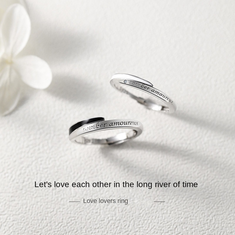 Nhẫn Cặp Khắc Chữ Thiết Kế Đơn Giản Thích Hợp Làm Quà Tặng Cho Cặ