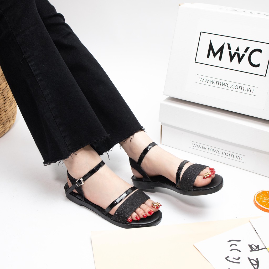 Giày sandal nữ quai kim tuyến cách điệu MWC NUSD- 2664