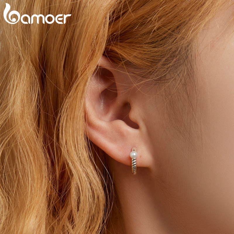 Bông tai BAMOER BAMOER bằng bạc 925 kiểu vỏ sò