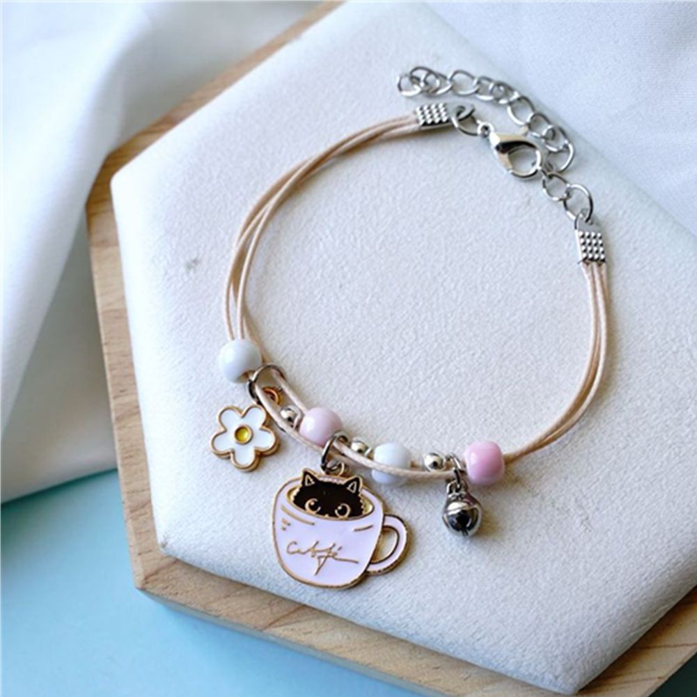 Vòng đeo tay chuỗi hạt gốm mặt hình mèo/gấu/cá hoạt hình có thể điều chỉnh cho cặp đôi bạn thân