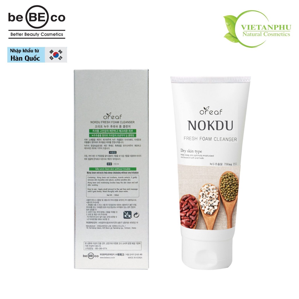 Sữa rửa mặt BEBECO Oreaf Nokdu Fresh Foam Cleanser 150ml